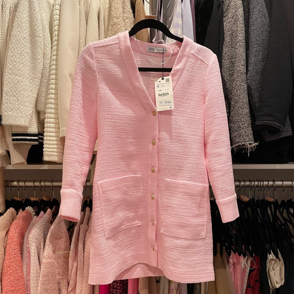Zara pink tweed dress size S